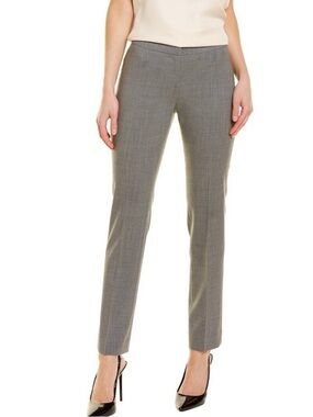 Lafayette 148 Wool Blend Barrow Fit Straight Leg Pants In Multi Espresso 10 BNWT